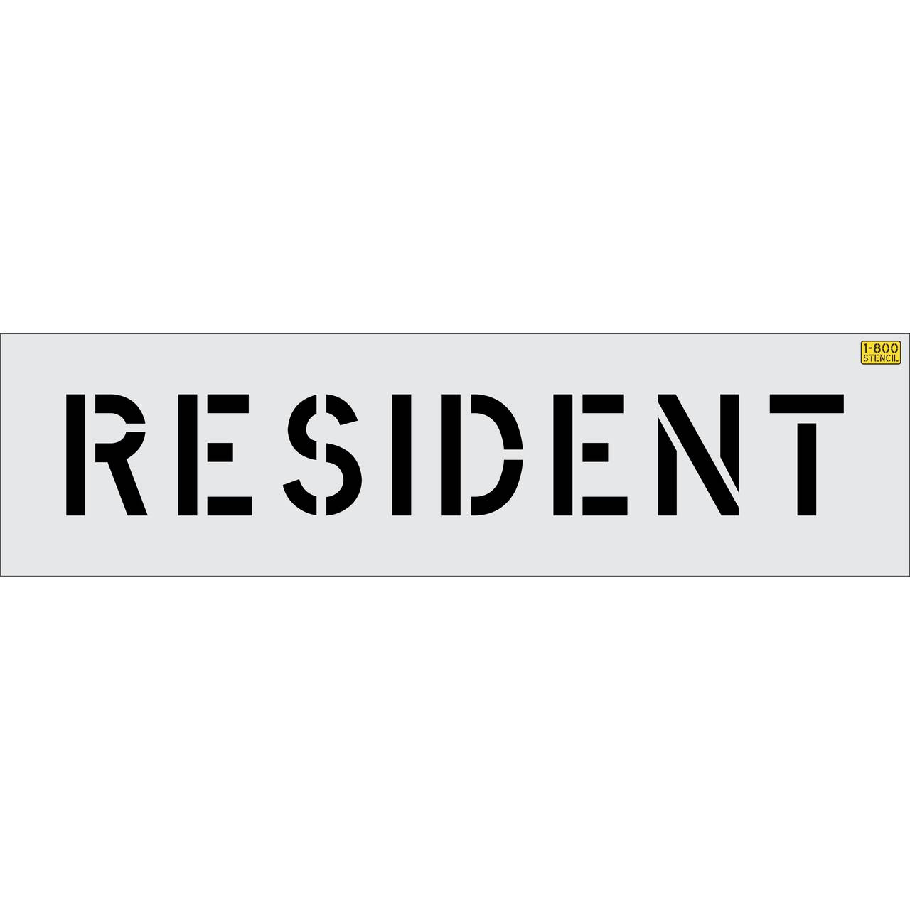 6 inch RESIDENT stencil for residential parking and permit-only curb or pavement striping applications