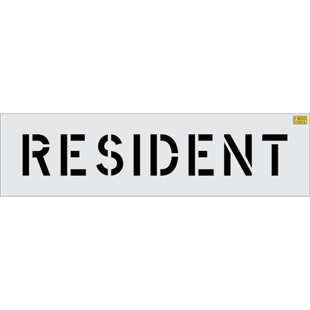 6 inch RESIDENT stencil for residential parking and permit-only curb or pavement striping applications