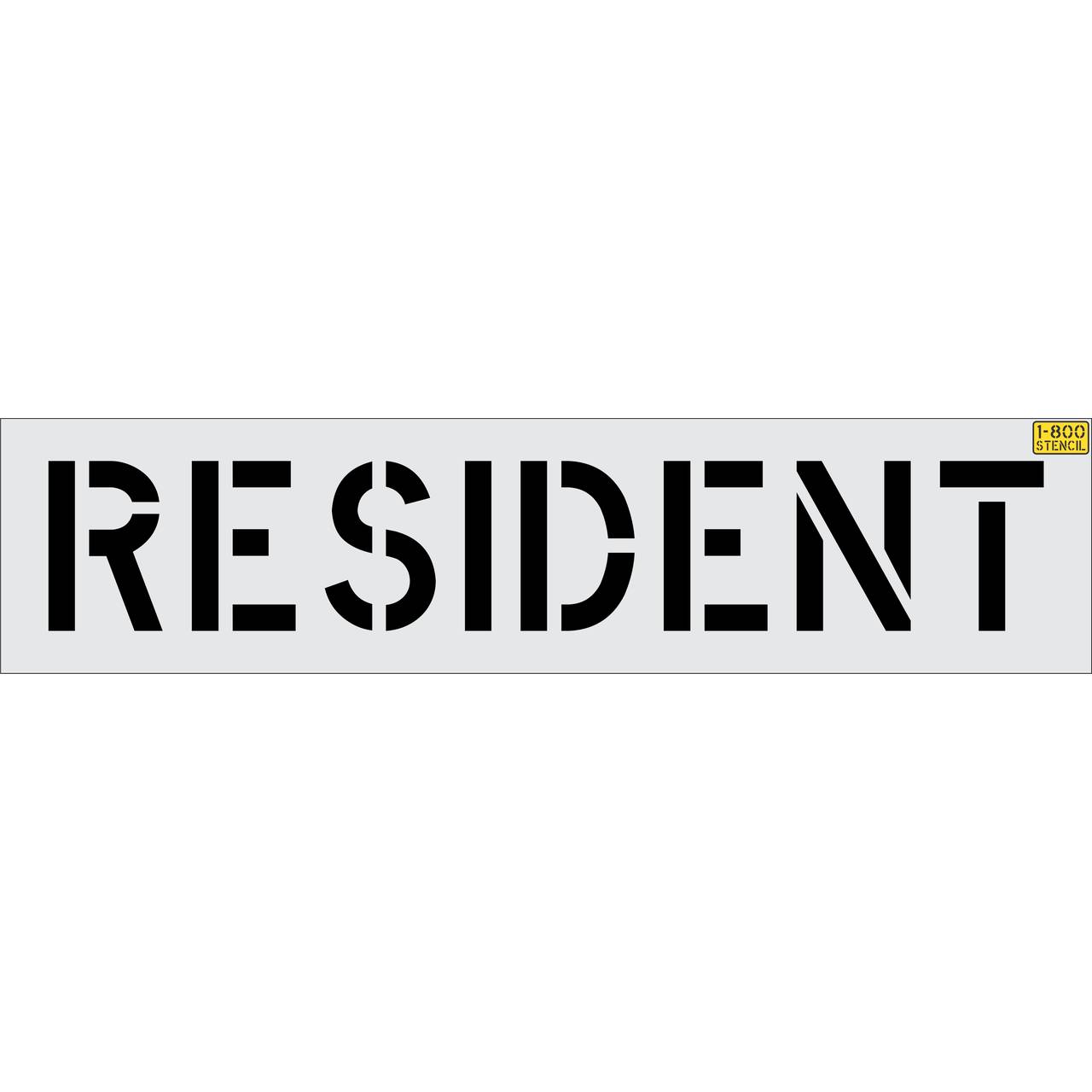 12 inch RESIDENT stencil for residential parking and permit-only pavement striping applications