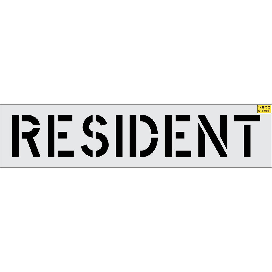 12 inch RESIDENT stencil for residential parking and permit-only pavement striping applications
