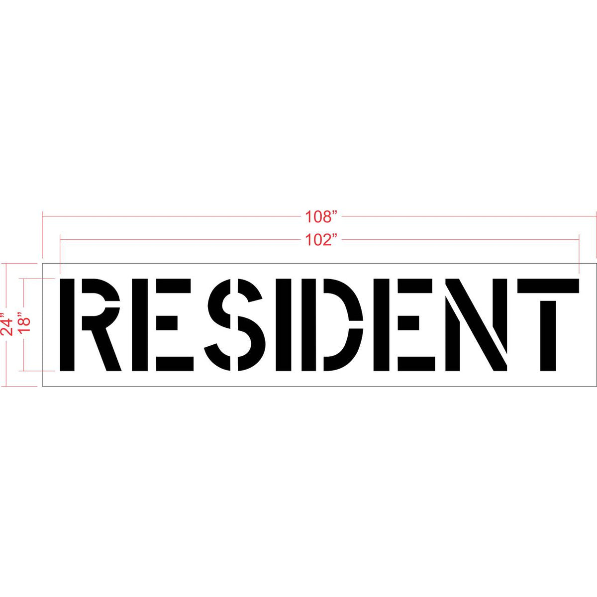 18 inch RESIDENT pavement marking stencil for apartment, HOA, and residential parking lot striping applications