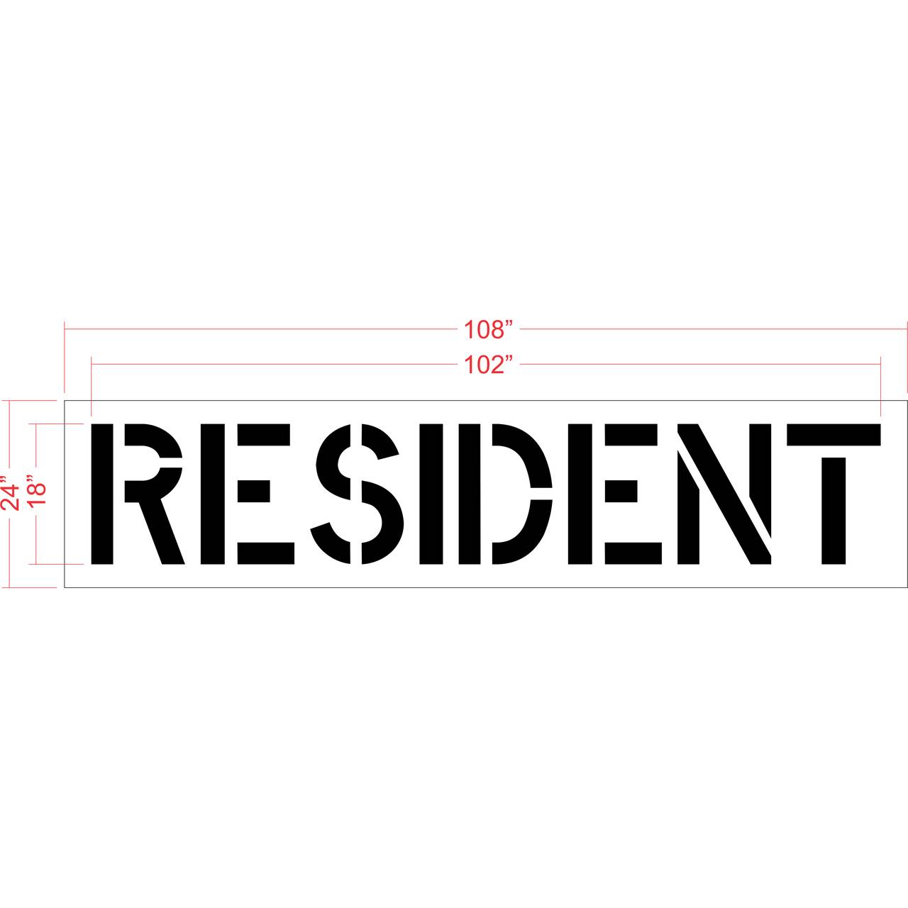 18 inch RESIDENT pavement marking stencil for apartment, HOA, and residential parking lot striping applications