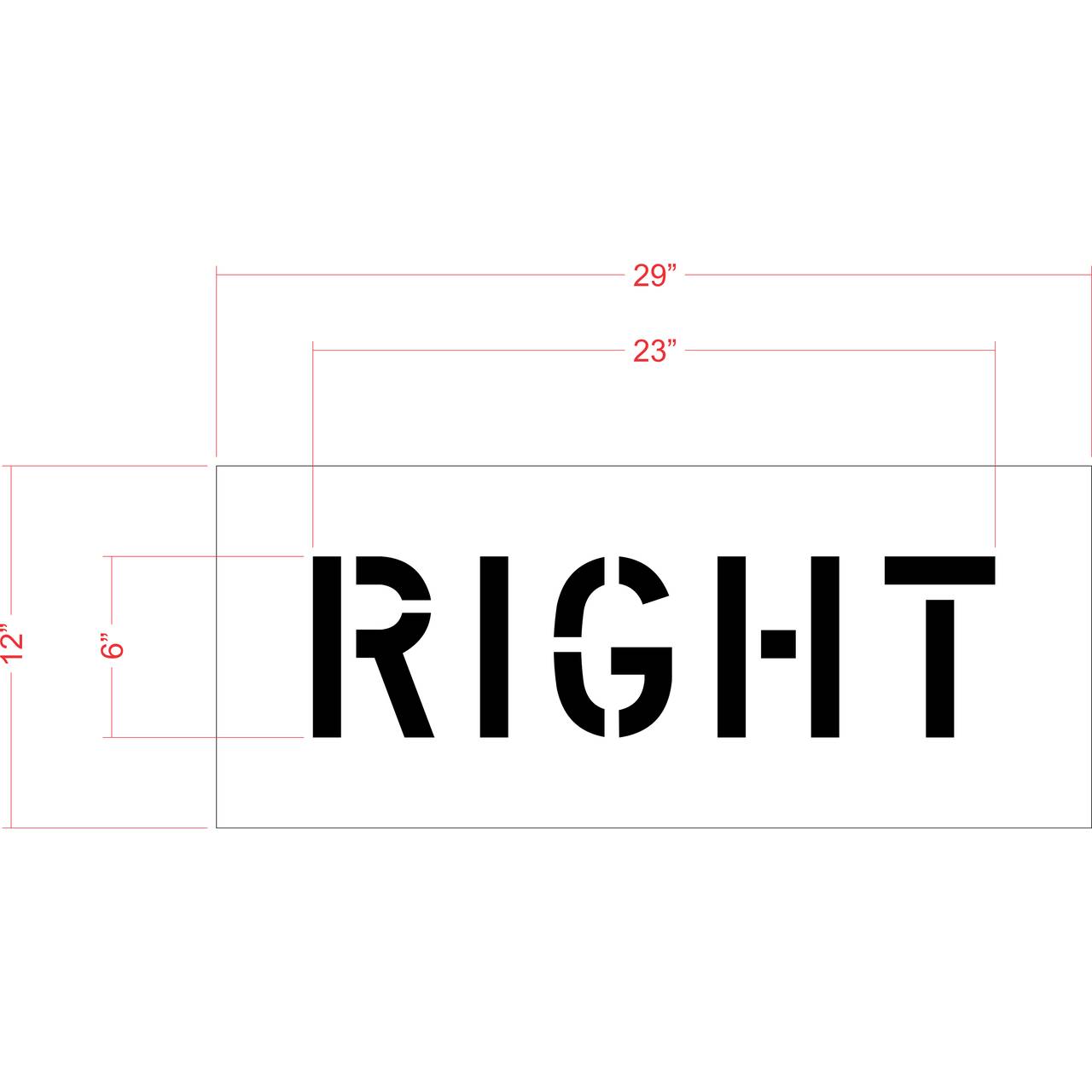 6" RIGHT Stencil - High-quality stencil for pavement marking, durable and reusable