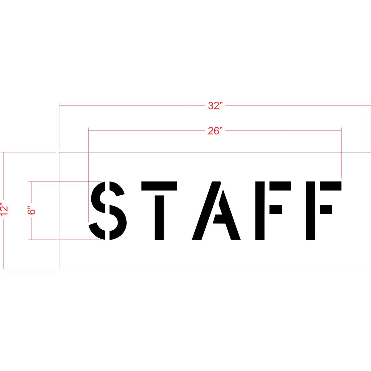 6 inch STAFF stencil for employee parking and restricted commercial pavement striping applications