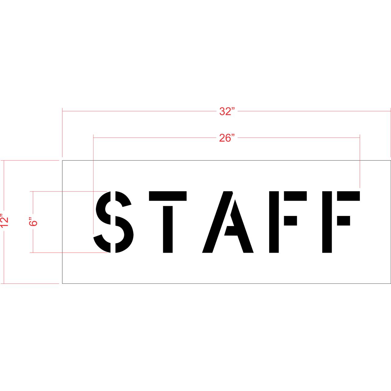 6 inch STAFF stencil for employee parking and restricted commercial pavement striping applications