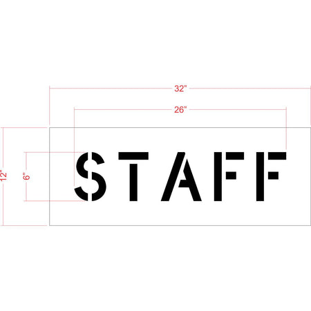 6 inch STAFF stencil for employee parking and restricted commercial pavement striping applications