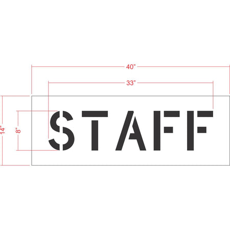 8 inch STAFF stencil for parking lot and facility pavement marking applications