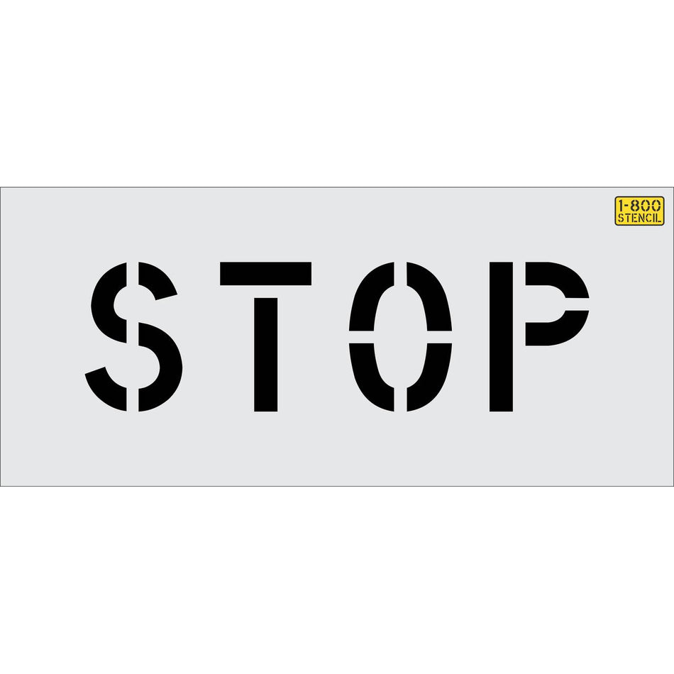 6 inch STOP stencil for warehouse, curb, and small pavement marking applications