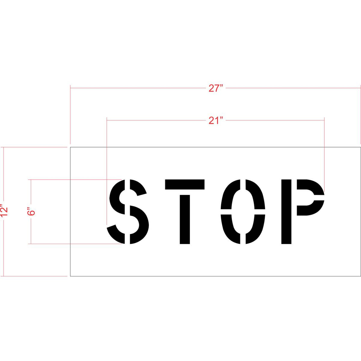 6 inch STOP stencil for warehouse, curb, and small pavement marking applications