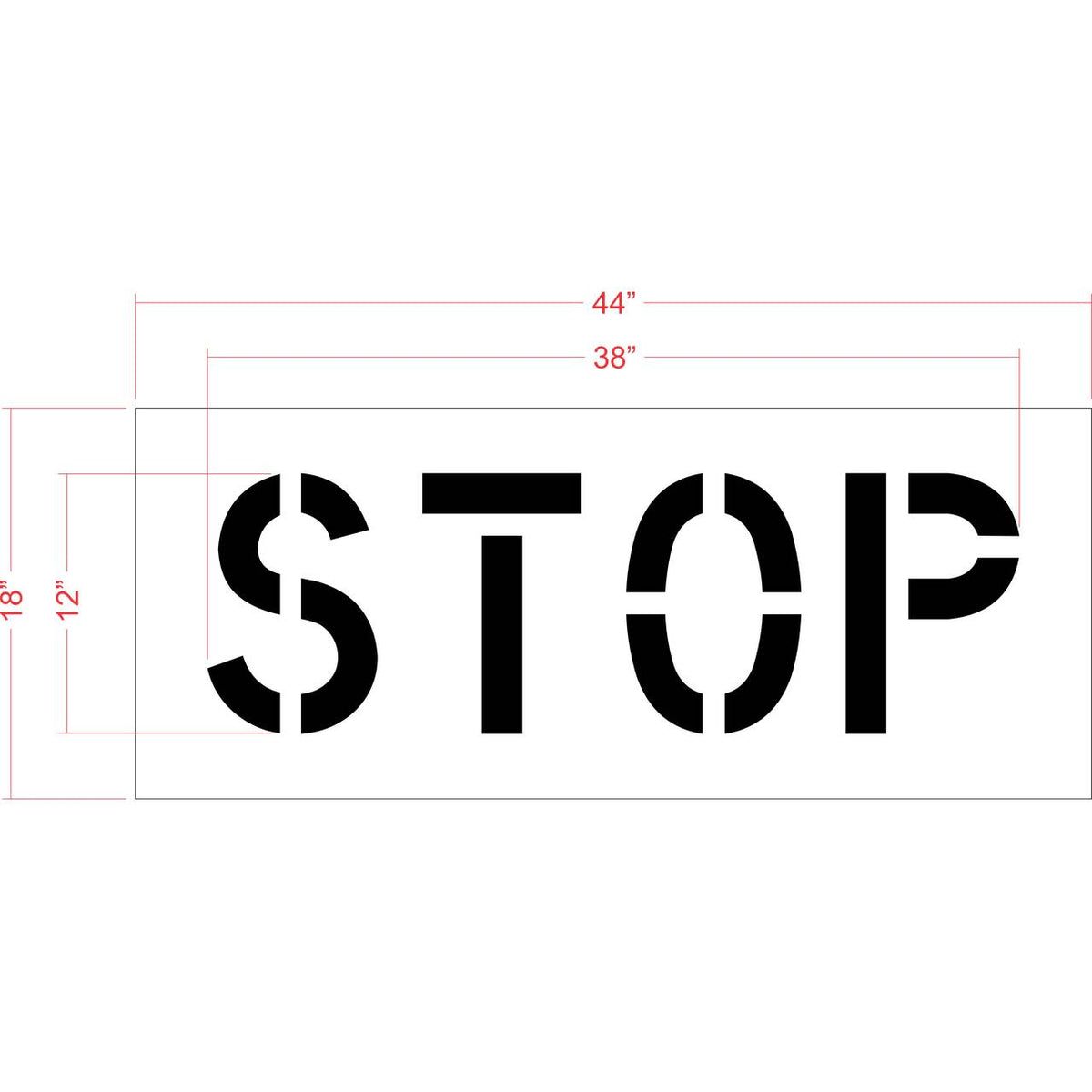 12 inch STOP stencil for warehouse and parking lot pavement marking applications