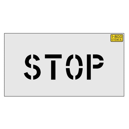 4 inch STOP standard stencil for curb, equipment, and small pavement marking applications