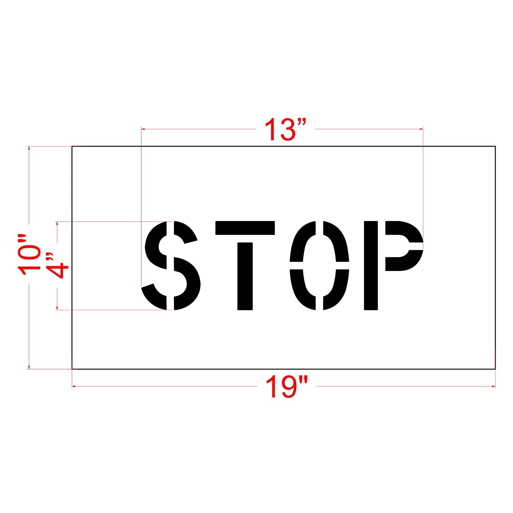 4 inch STOP standard stencil for curb, equipment, and small pavement marking applications