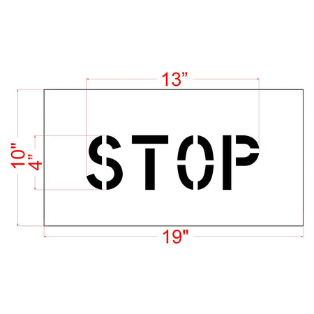 4 inch STOP standard stencil for curb, equipment, and small pavement marking applications