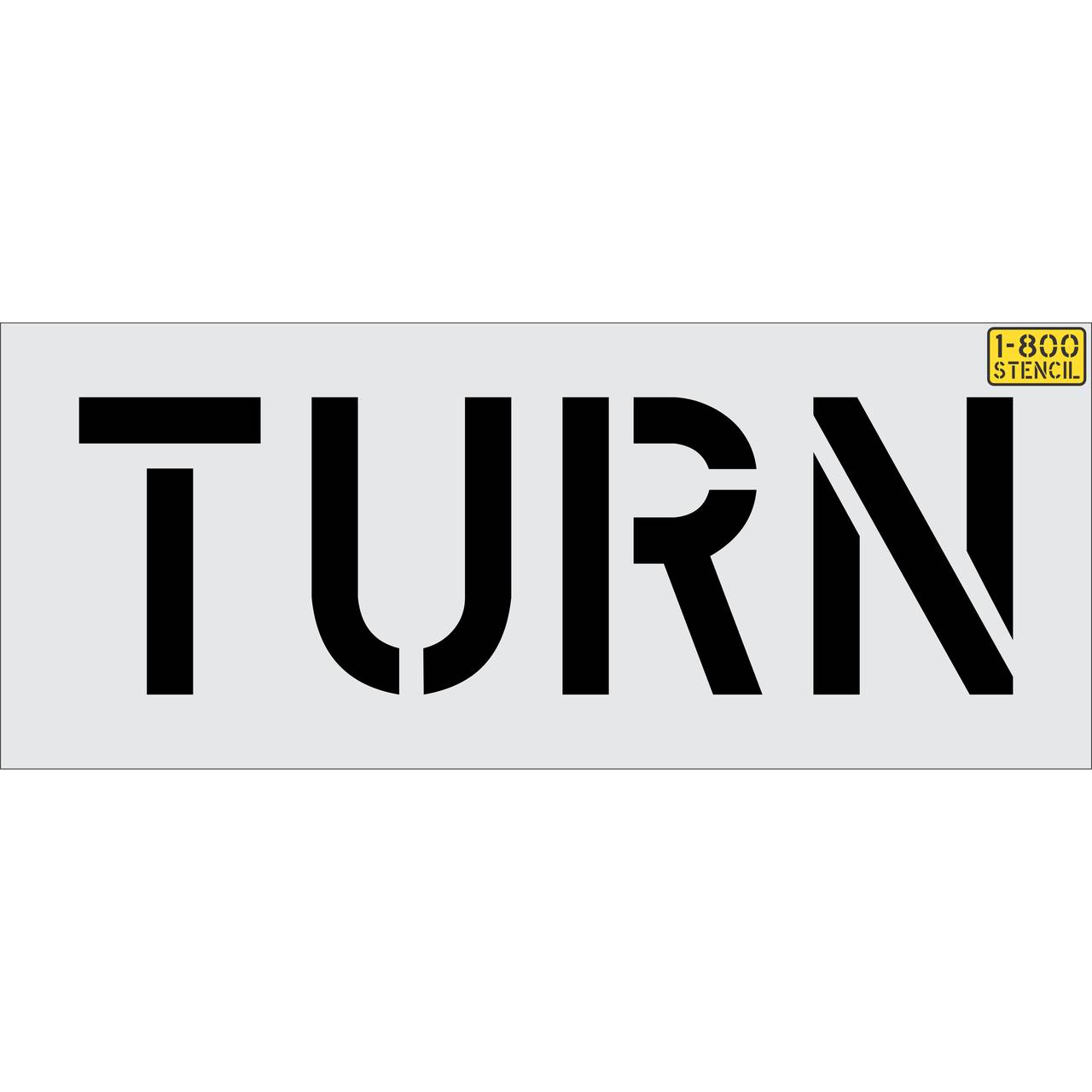 12 inch TURN stencil for directional roadway and parking lot pavement striping applications