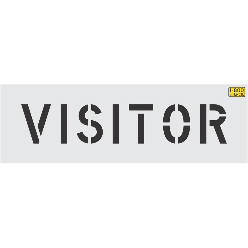 6 inch VISITOR pavement marking stencil for parking lot space identification and commercial striping applications