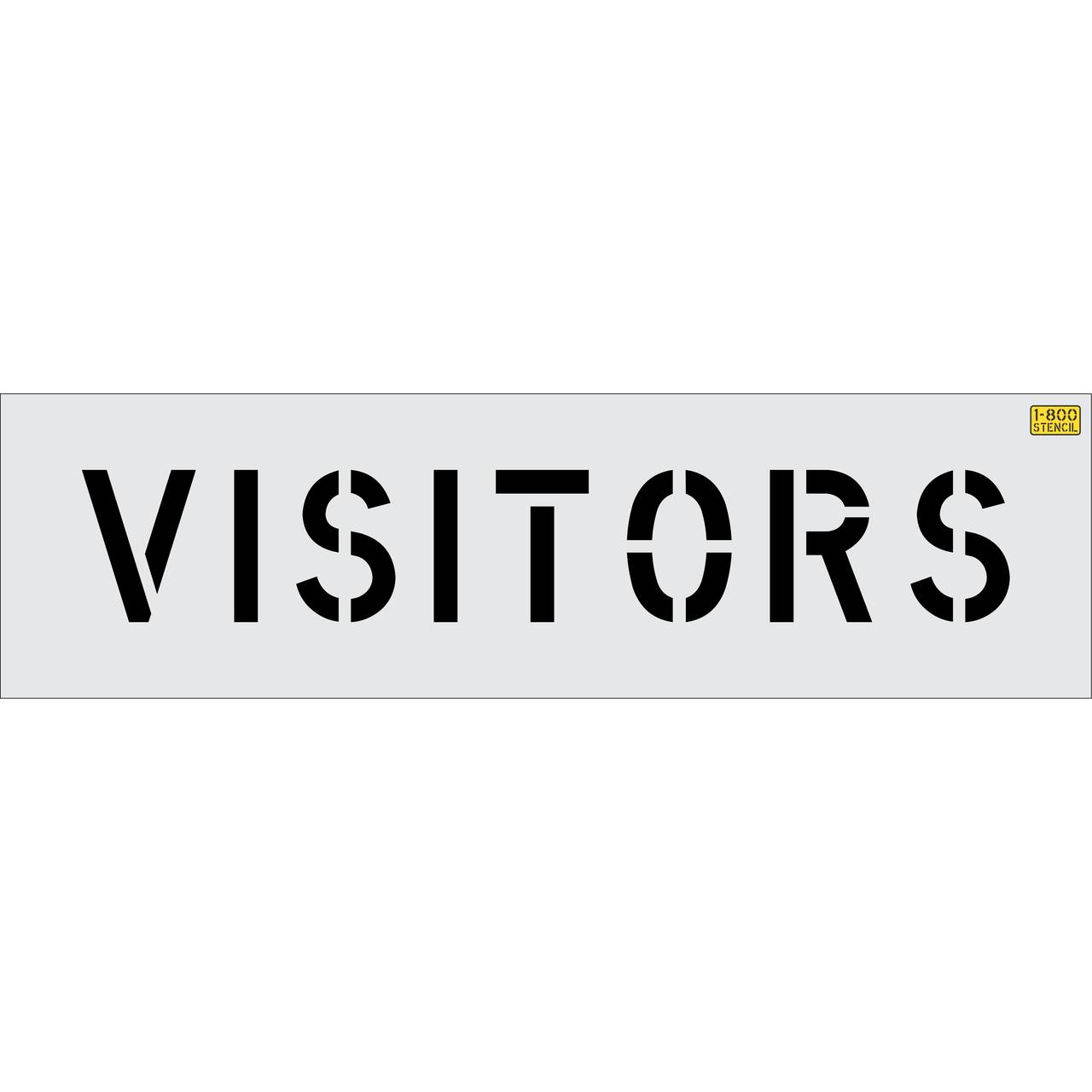 6 inch VISITORS stencil for parking lot, curb, and facility pavement marking use