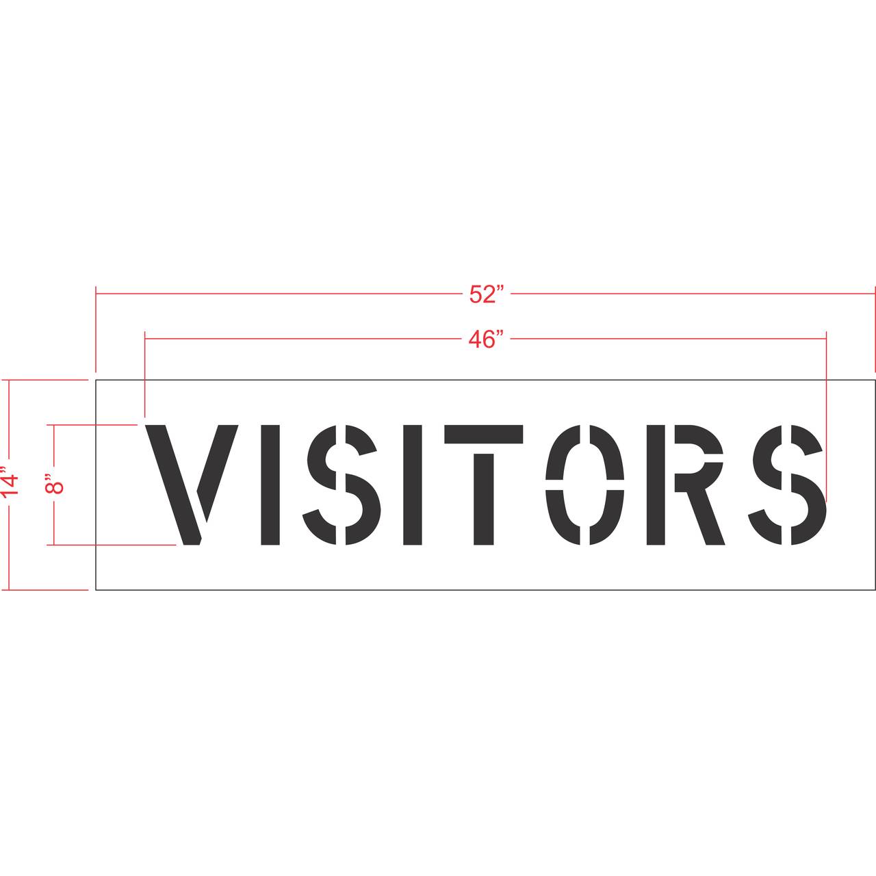 8 inch VISITORS pavement marking stencil for designated visitor parking space striping applications