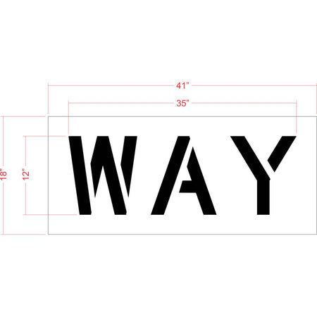 12 inch WAY stencil for roadway and parking lot directional pavement marking applications