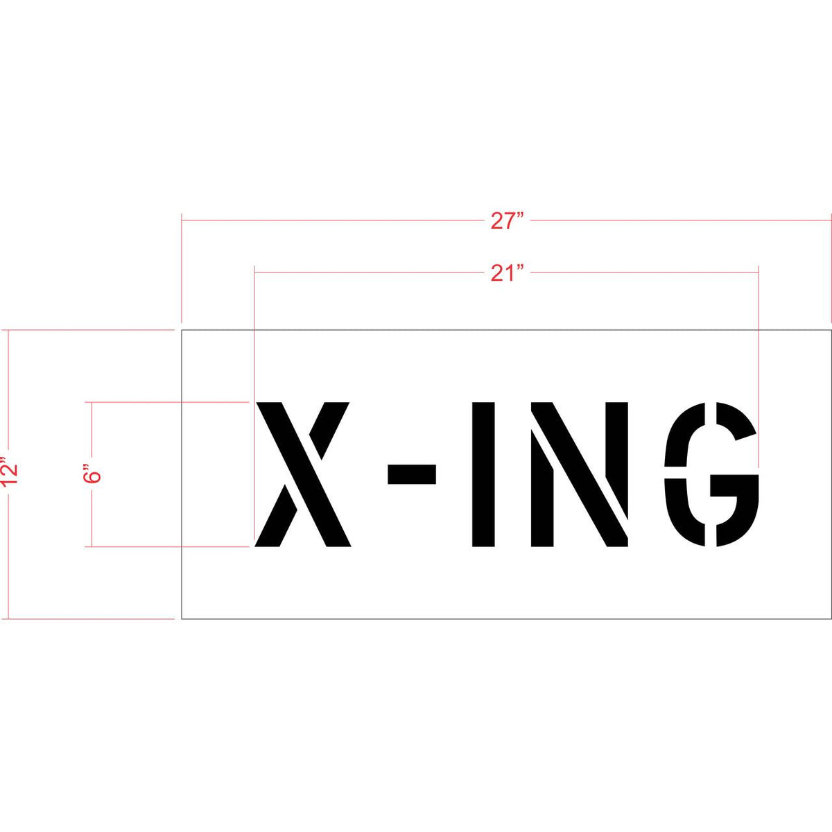 6 inch X-ING stencil for pedestrian crossing and roadway pavement marking applications