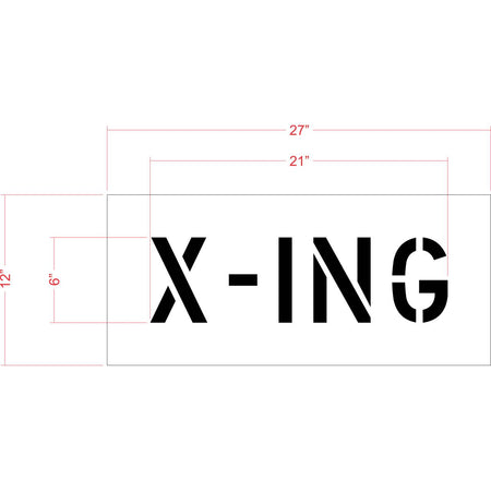 6 inch X-ING stencil for pedestrian crossing and roadway pavement marking applications