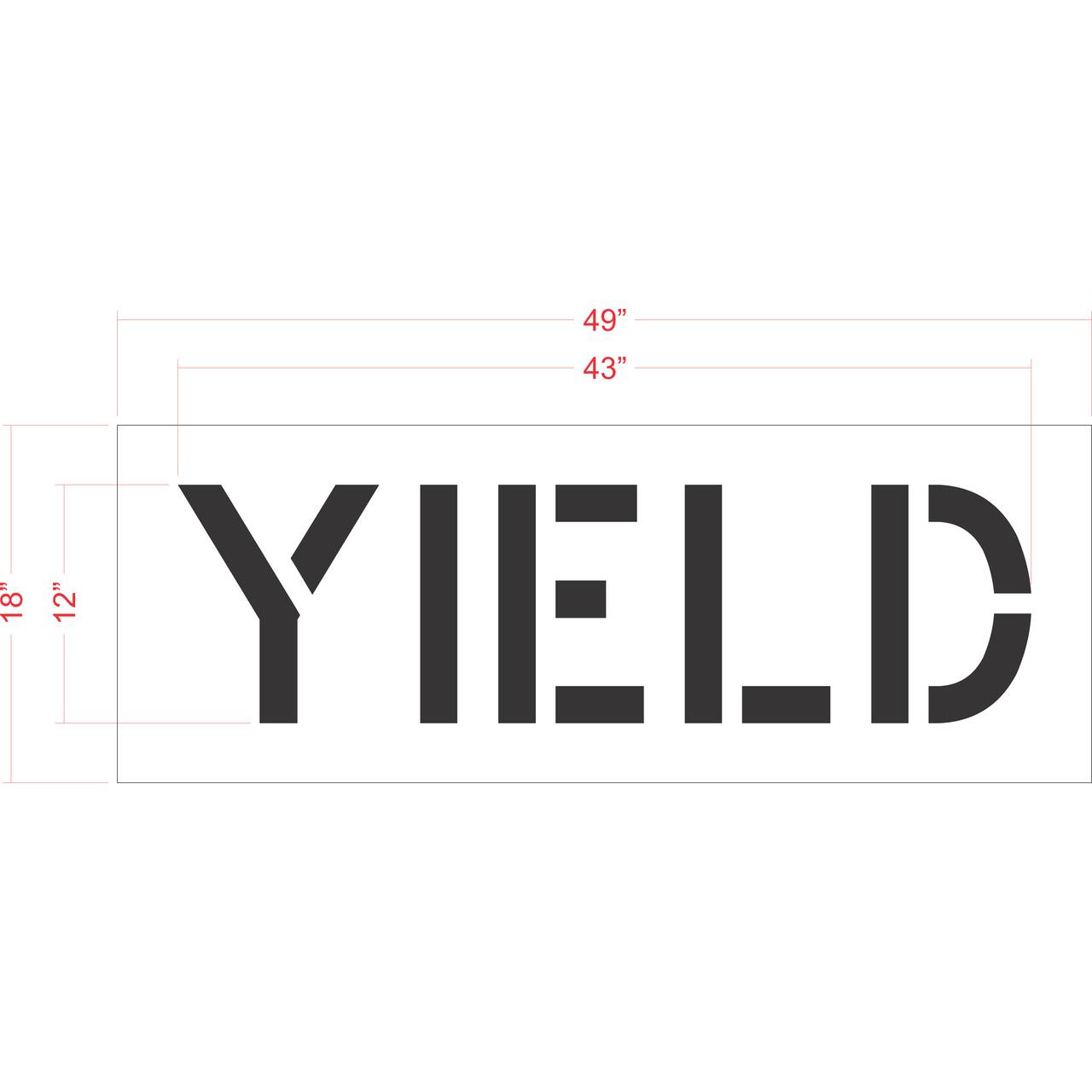 12 inch YIELD stencil for roadway intersection and commercial pavement traffic control striping applications