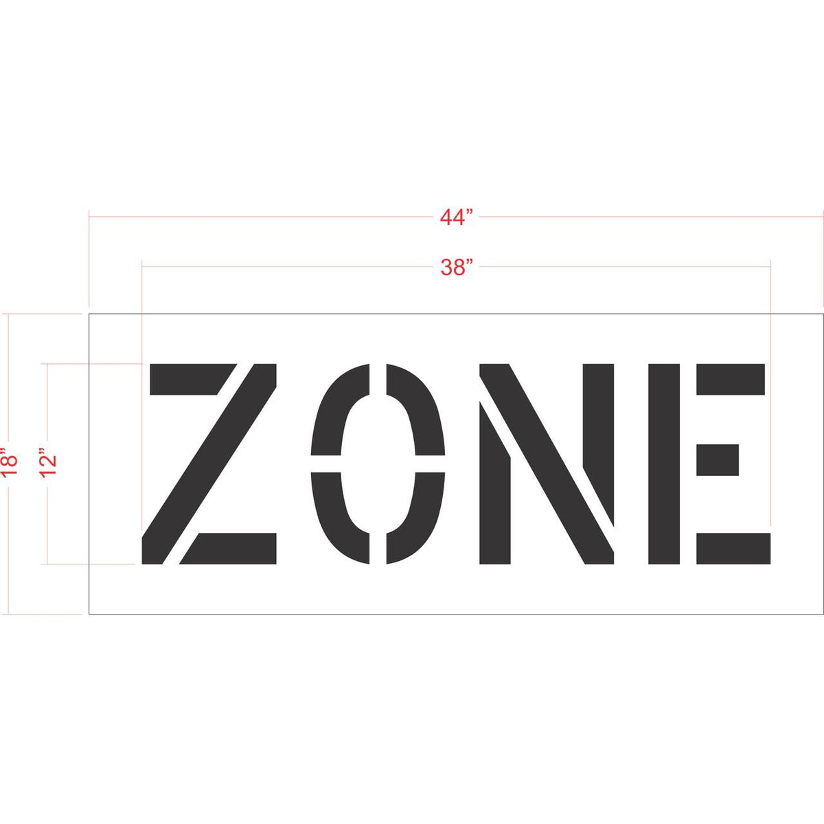12 inch ZONE stencil for roadway and commercial pavement striping applications