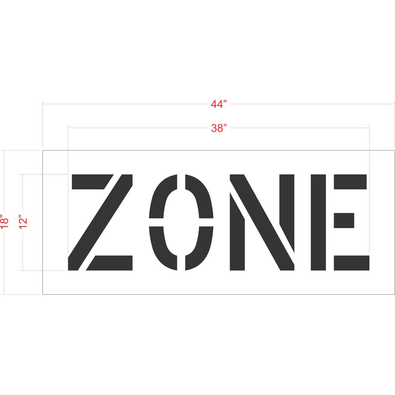 12 inch ZONE stencil for roadway and commercial pavement striping applications