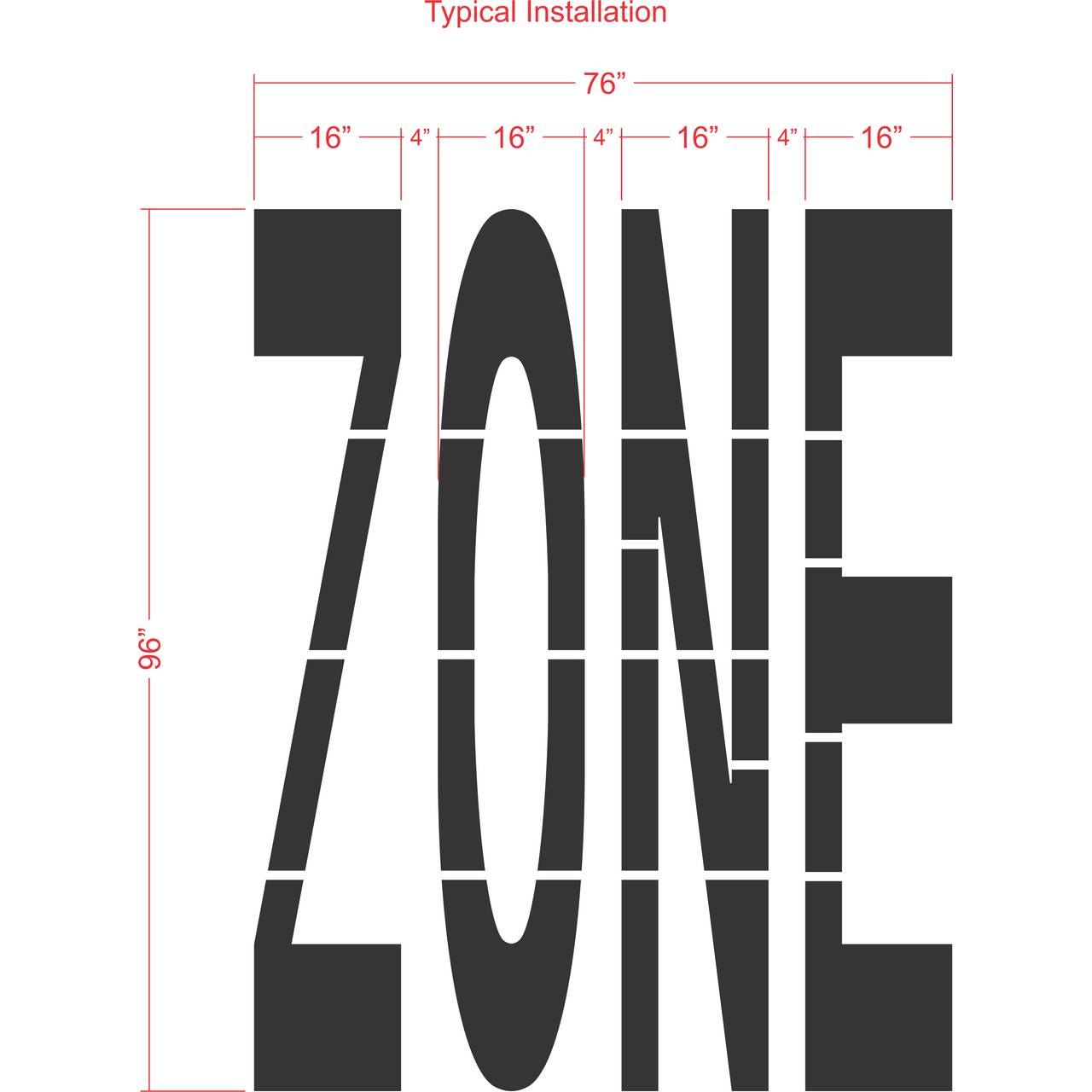 96 inch ZONE stencil for roadway and commercial pavement striping applications