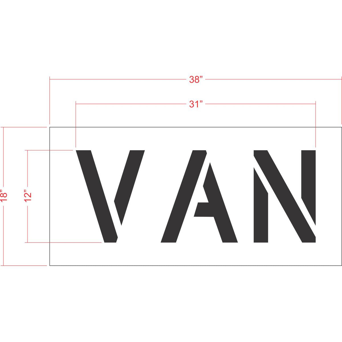 12 inch VAN pavement marking stencil for van accessible and commercial parking lot striping applications