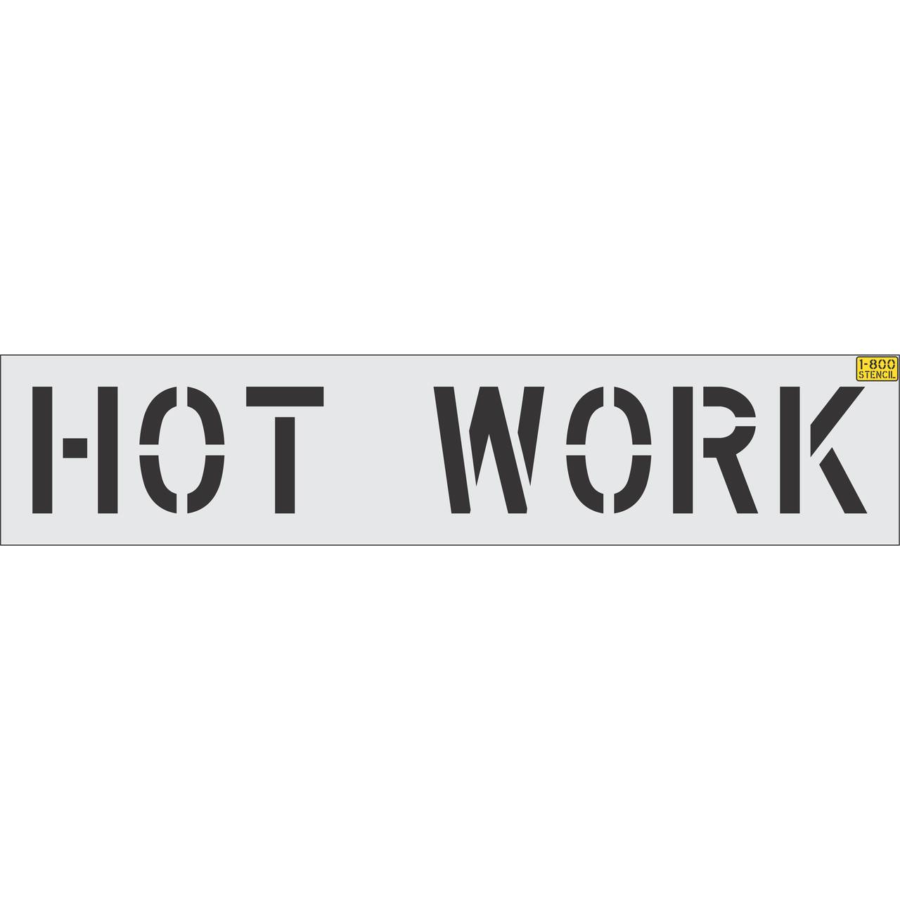 12 inch HOT WORK pavement marking stencil for industrial and commercial safety zone striping applications