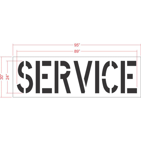 24 inch SERVICE pavement marking stencil for service lane and commercial parking lot striping applications