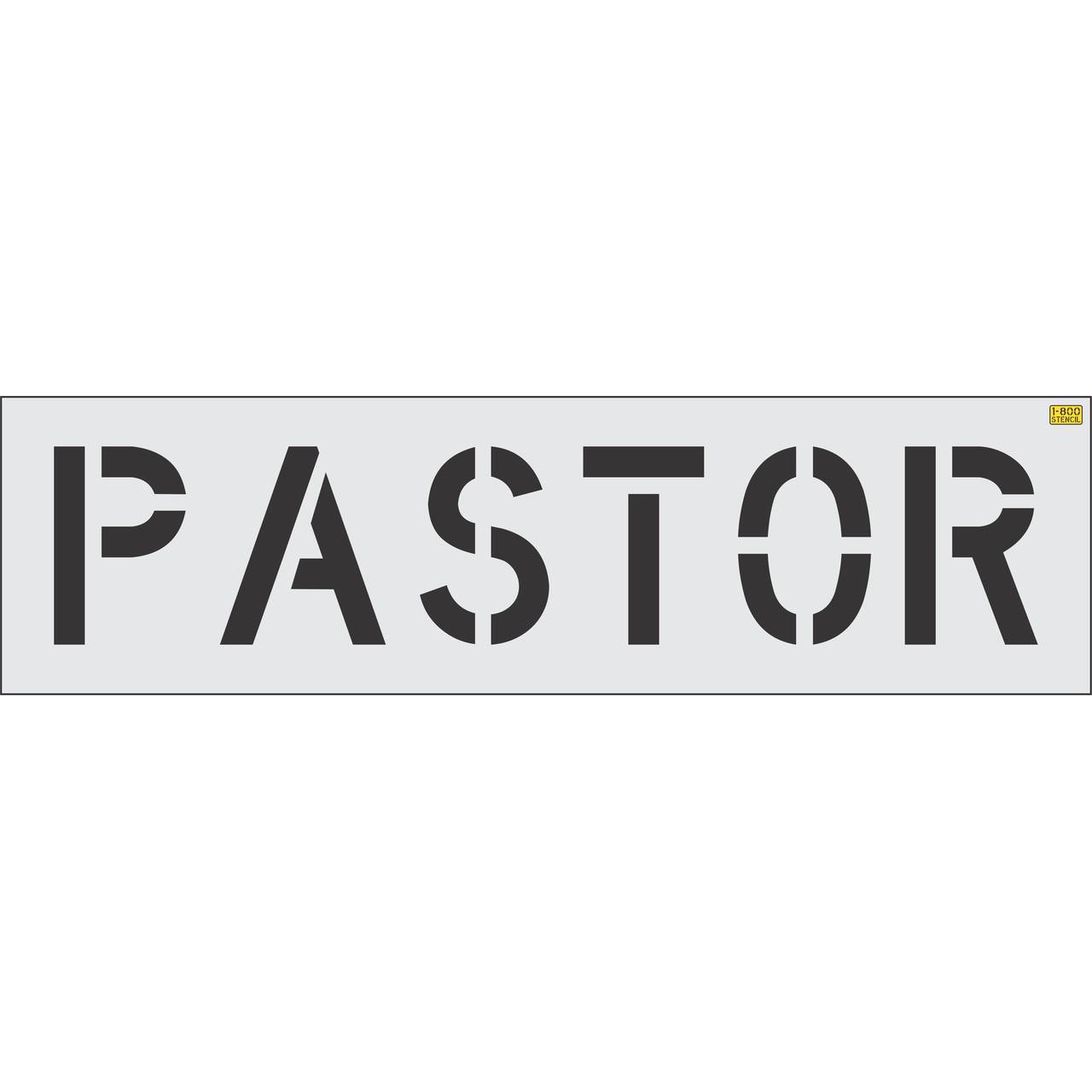 12 inch PASTOR pavement marking stencil for church parking lot and clergy space striping applications