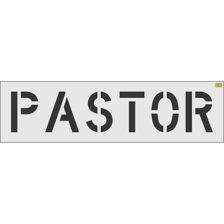 12 inch PASTOR pavement marking stencil for church parking lot and clergy space striping applications