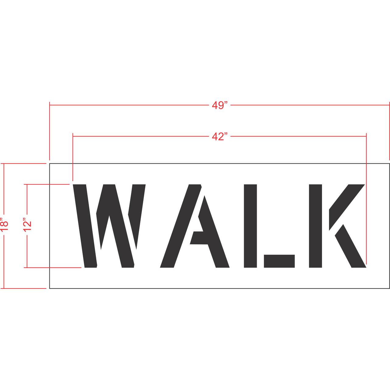 12" WALK Stencil - High-quality stencil for pavement marking, durable and reusable