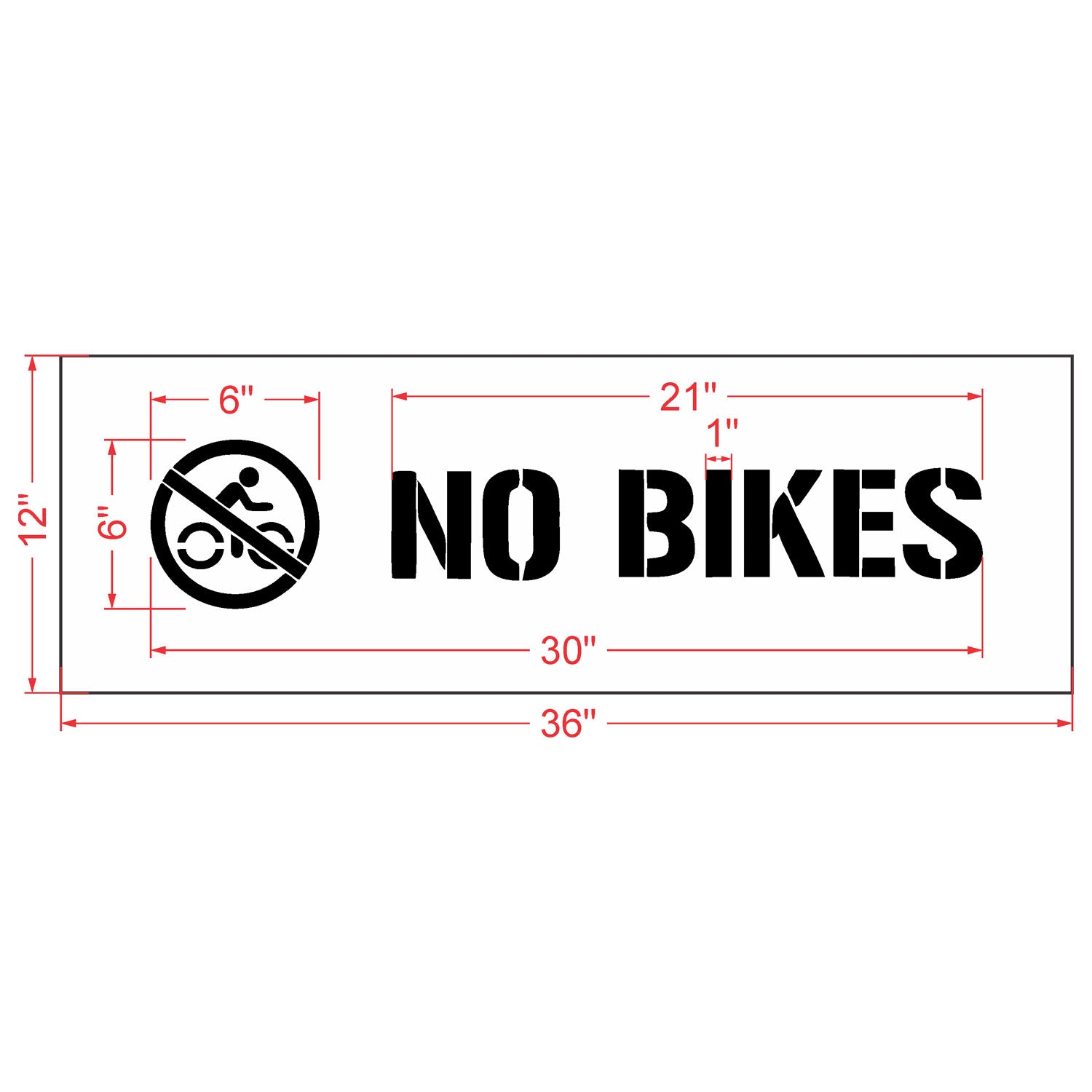 6 inch NO BIKES stencil