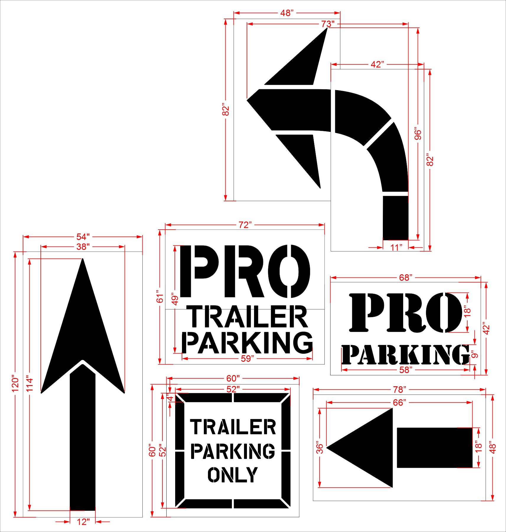 {6 pc} Home Depot Pro Striping Stencil Kit - High-quality stencil for pavement marking, durable and reusable