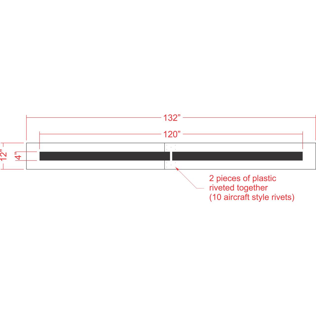 4 inch by 10 foot line stencil for parking lot, roadway, and warehouse striping applications