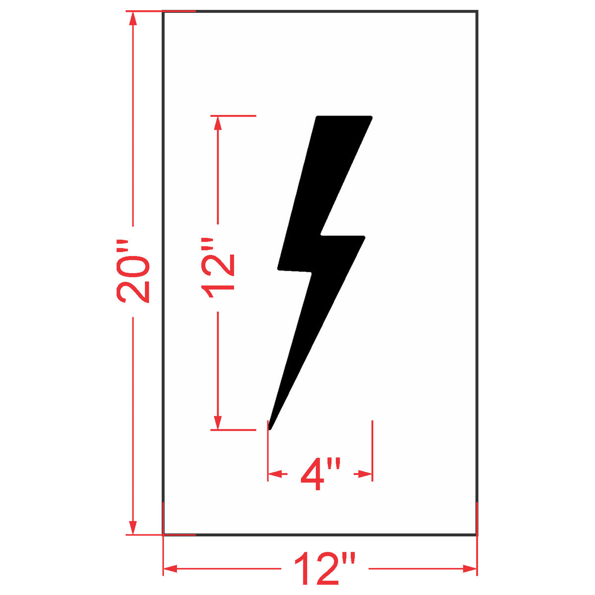 Lightning Bolt Stencil - (12"-48")