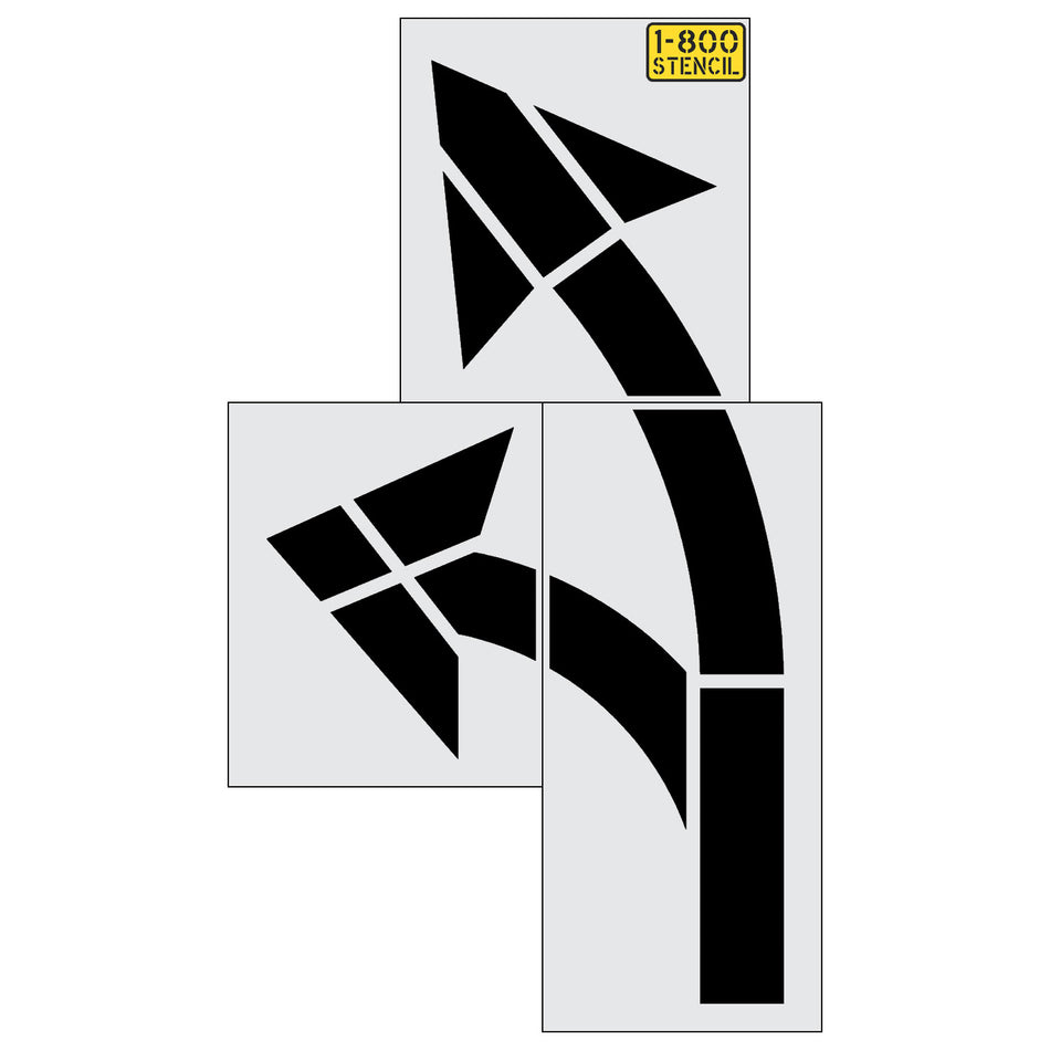 135" MUTCD Diverging Arrow Combo Stencil