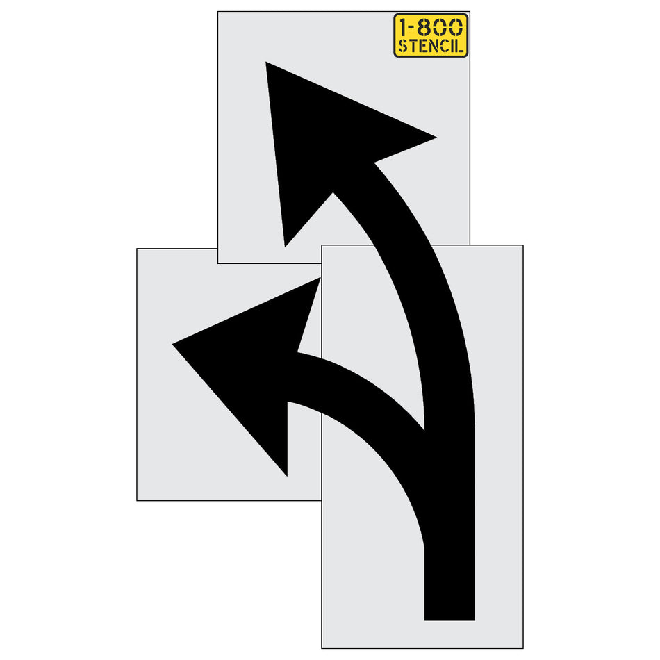 136" Diverging Lane Arrow Stencil