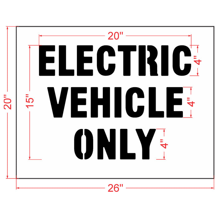 ELECTRIC VEHICLE ONLY Stencil - (4"-13")