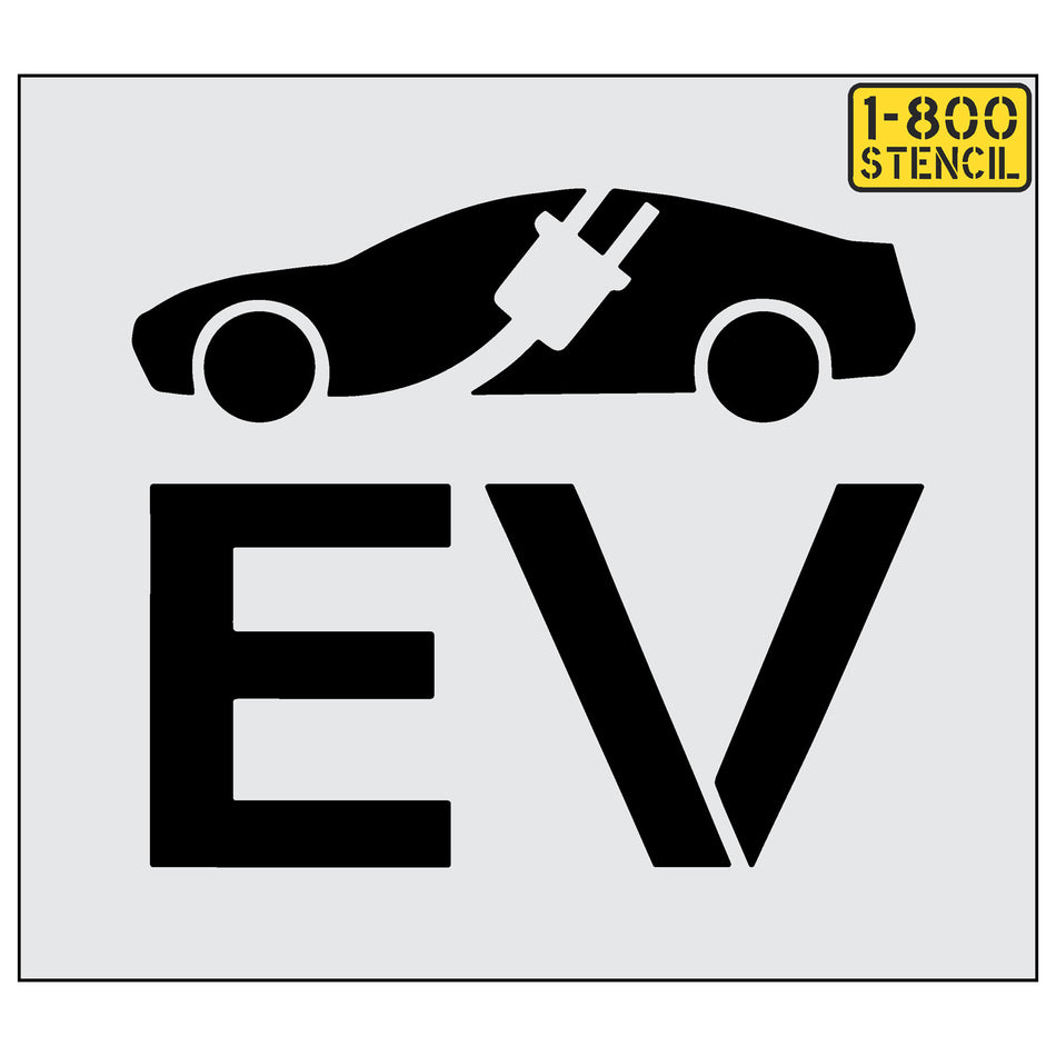 Electric Vehicle Symbol Stencil - (24"-48")