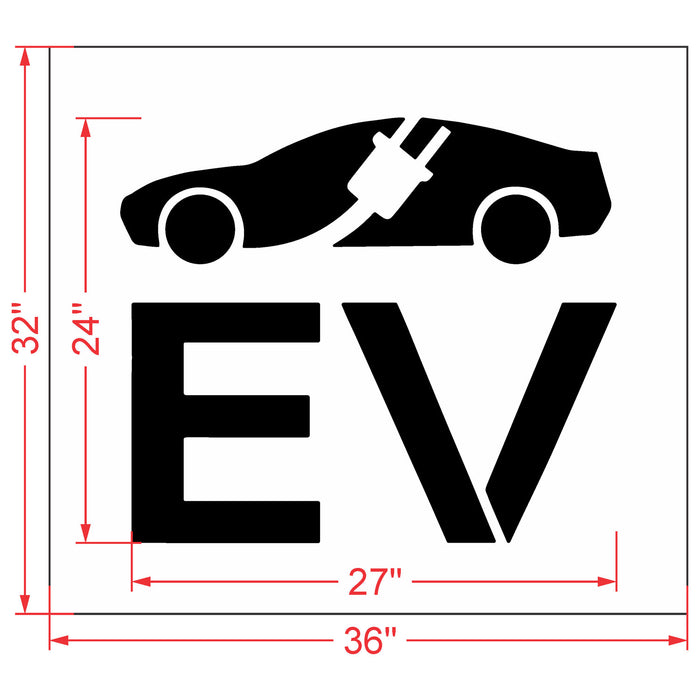 Electric Vehicle Symbol Stencil - (24"-48")
