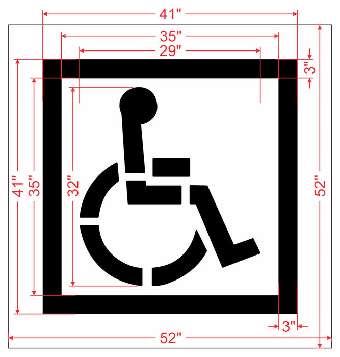 32" Handicap Stencil with 41" Solid Border