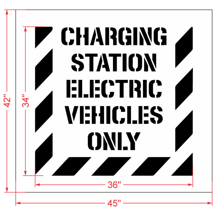 34" CHARGING STATION ELECTRIC VEHICLES ONLY Stencil