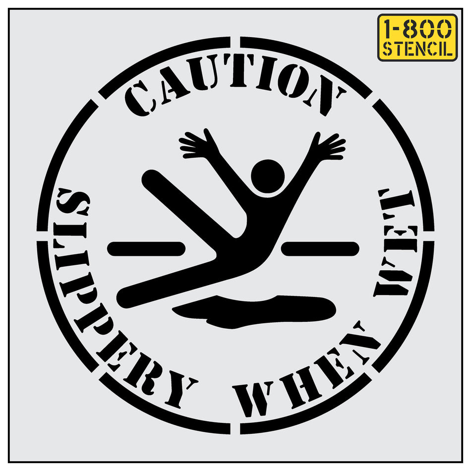 42" CAUTION SLIPPERY WHEN WET Stencil