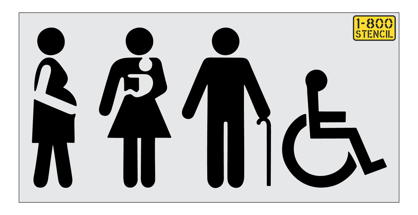 42" x 93" Reserved for Expectant Moms, Families w/ Small Children, Elderly, & Disabled Stencil