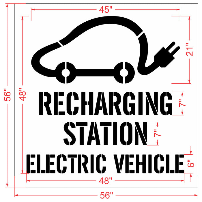 Recharging Station EV Symbol with Tail Plug Stencil - (21"-30")