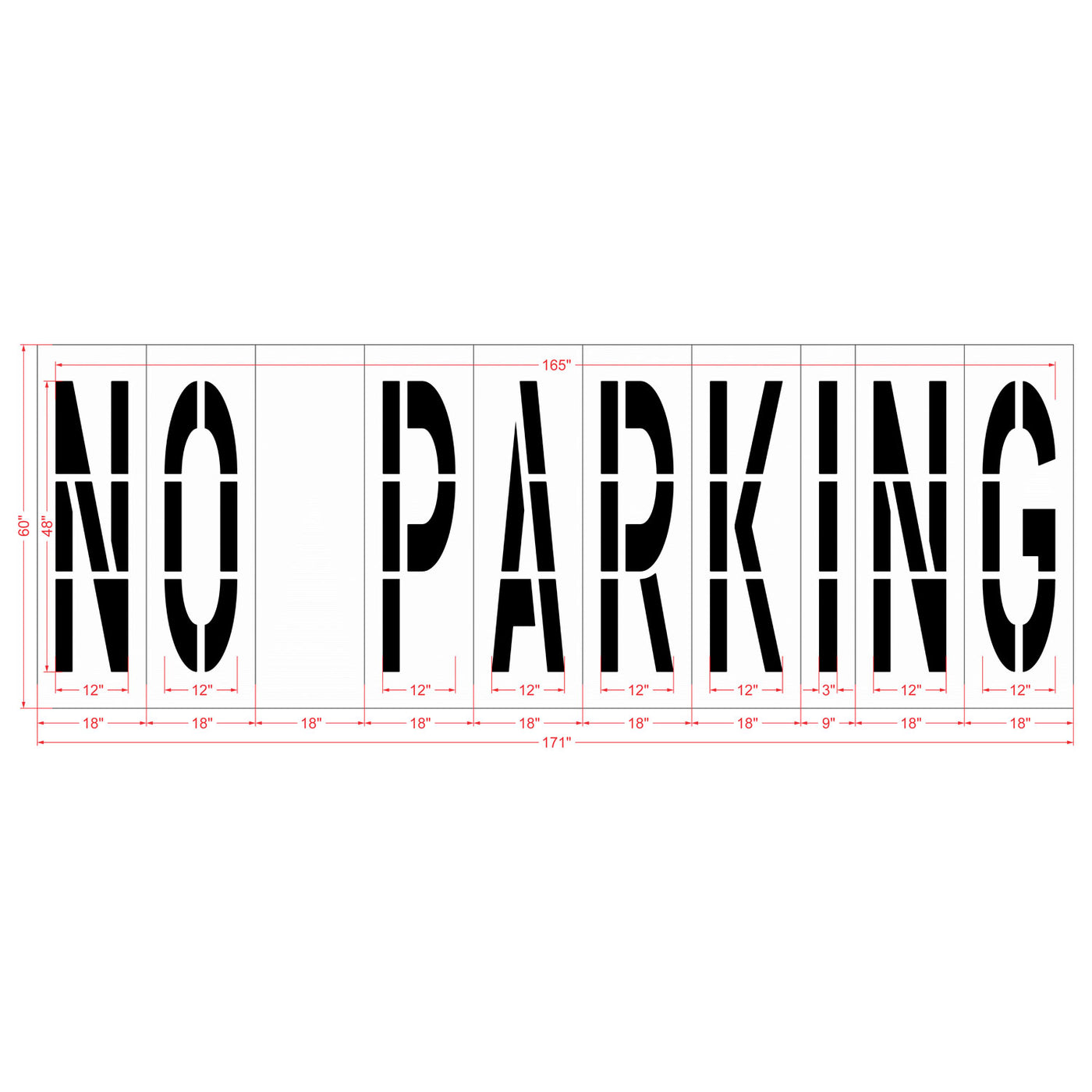 48" NO PARKING Stencil 1800Stencil