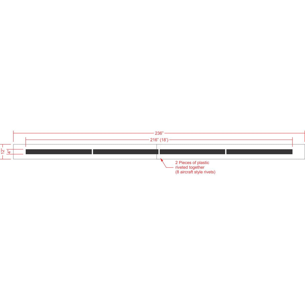4 inch by 18 foot line stencil for parking lot and roadway pavement striping applications